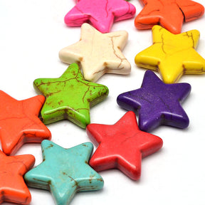 Turquoise Star Beads - 14mm x 15mm - Synthetic - 1 Strand