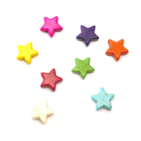 Turquoise Star Beads - 14mm x 15mm - Synthetic - 1 Strand