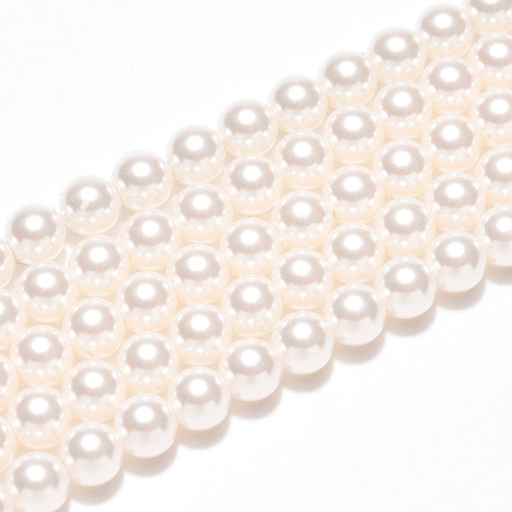 Pearl Glass Round Beads - Ivory - 4mm - Grade A - 1 Strand
