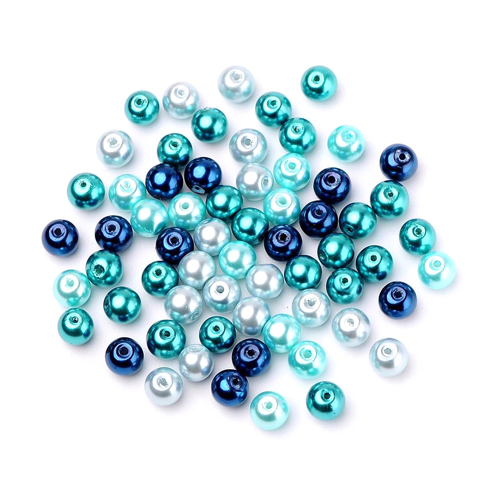 Pearl Glass Round Beads - Caribbean Mix - 8mm - Pack of 100