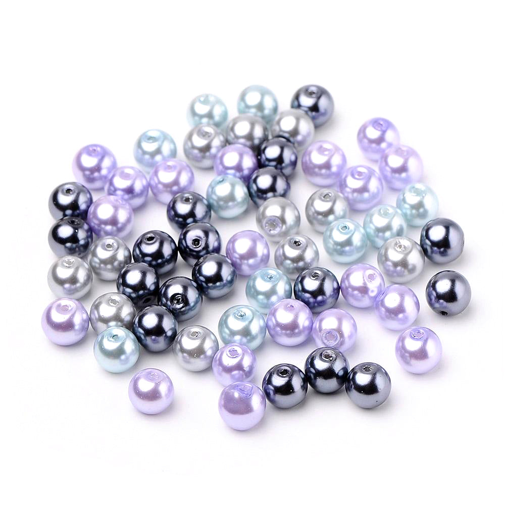 Pearl Glass Round Beads - Lavender Mix - 8mm - Pack of 100