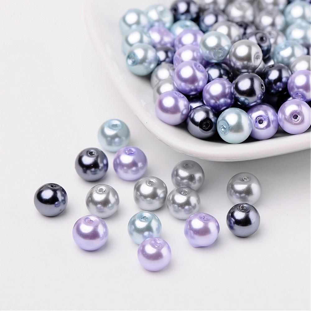 Pearl Glass Round Beads - Lavender Mix - 8mm - Pack of 100