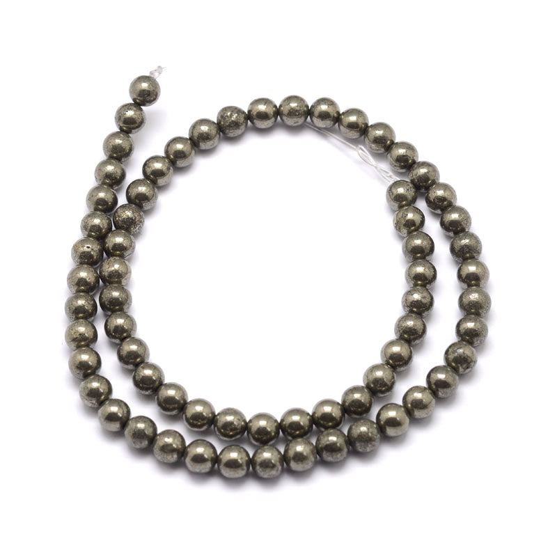 Pyrite Round Beads - 6mm - Natural - 1 Strand