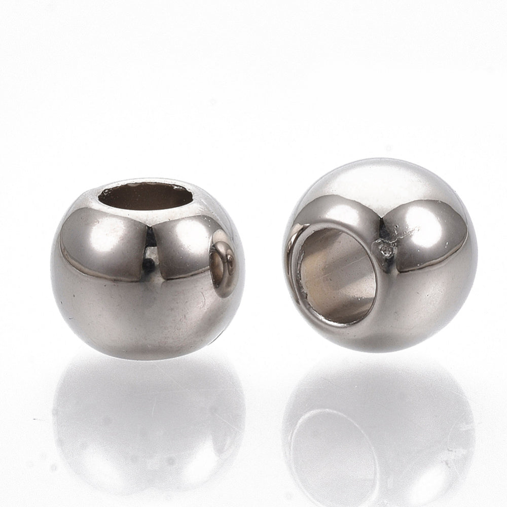 50 Large Holed Acrylic Silver Beads - 11mm