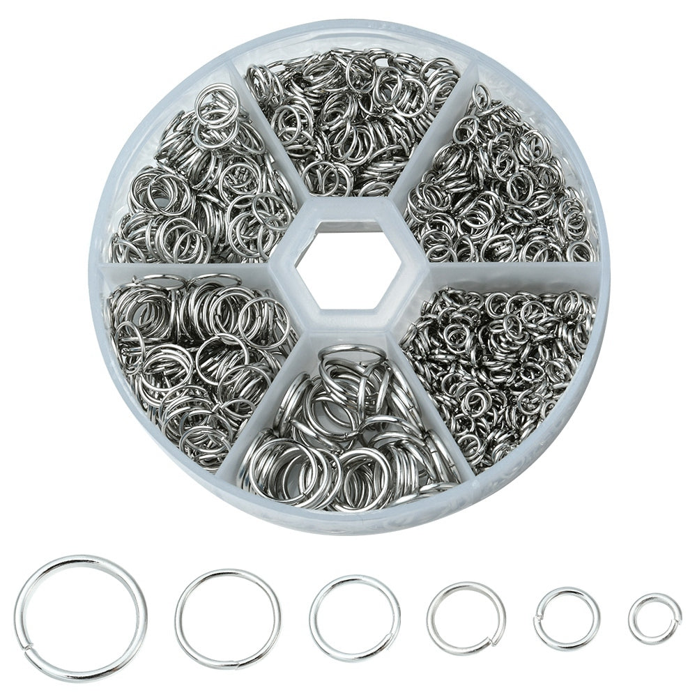 Box of Open Jump Rings - Antique Silver Tone - 4mm to 10mm