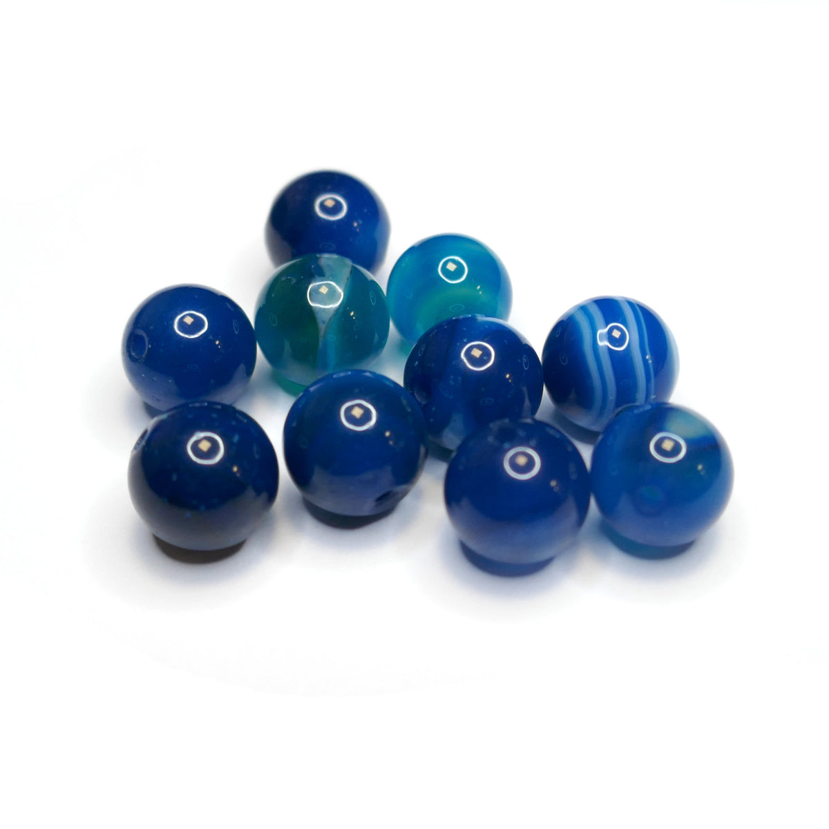Blue Agate Round Beads - 8mm - Natural & Dyed - 1 Strand