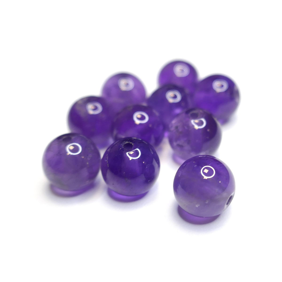 Amethyst Round Beads - 8mm - Natural - 1 Strand