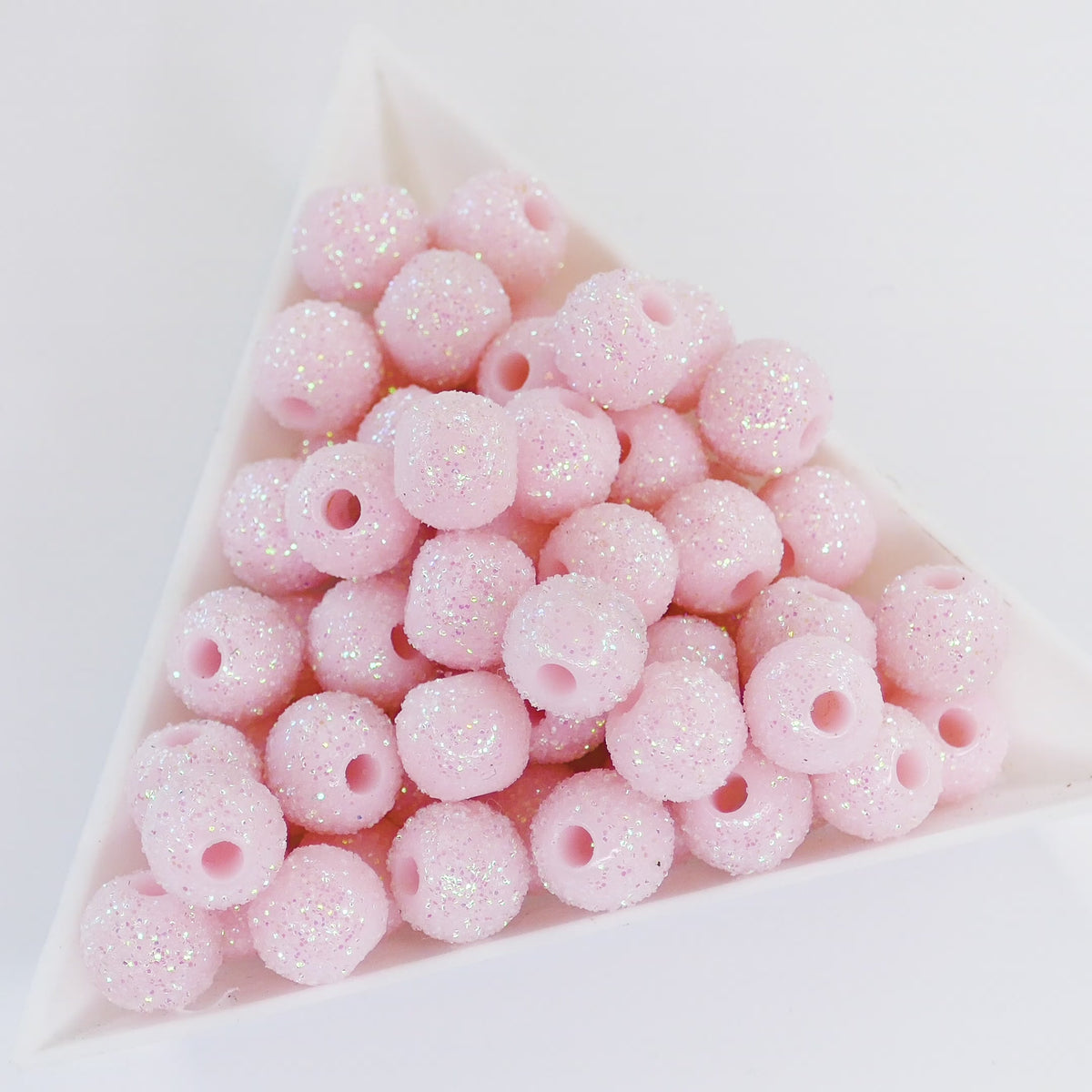 100 Acrylic Pink Beads Glitter Powder - 8.5mm