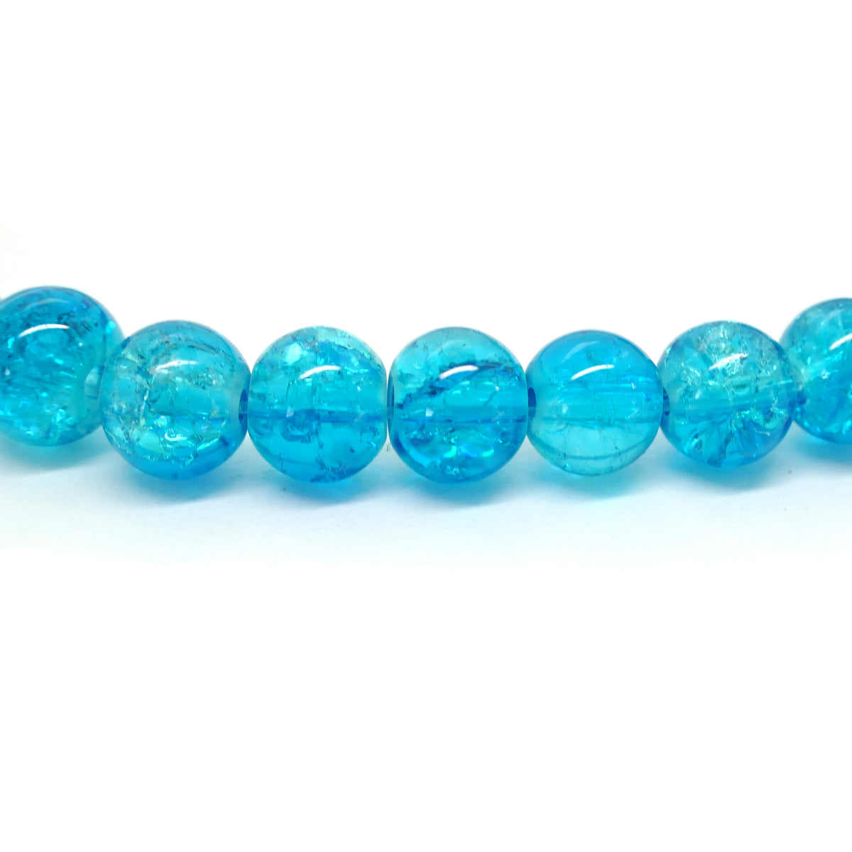 Crackle Glass Round Beads - Turquoise - 6mm - 1 Strand