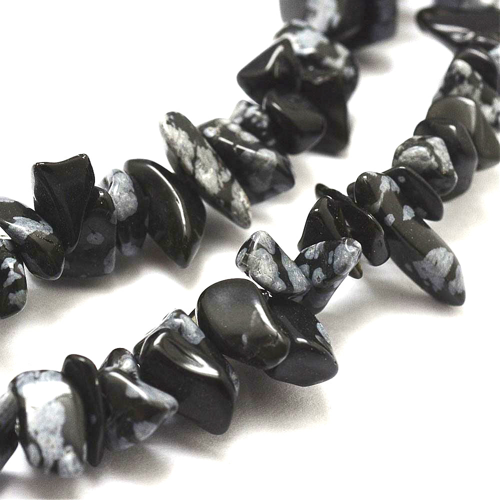 1 Strand (34") Snowflake Obsidian Gemstones Chips Gemstone Julz Beads 