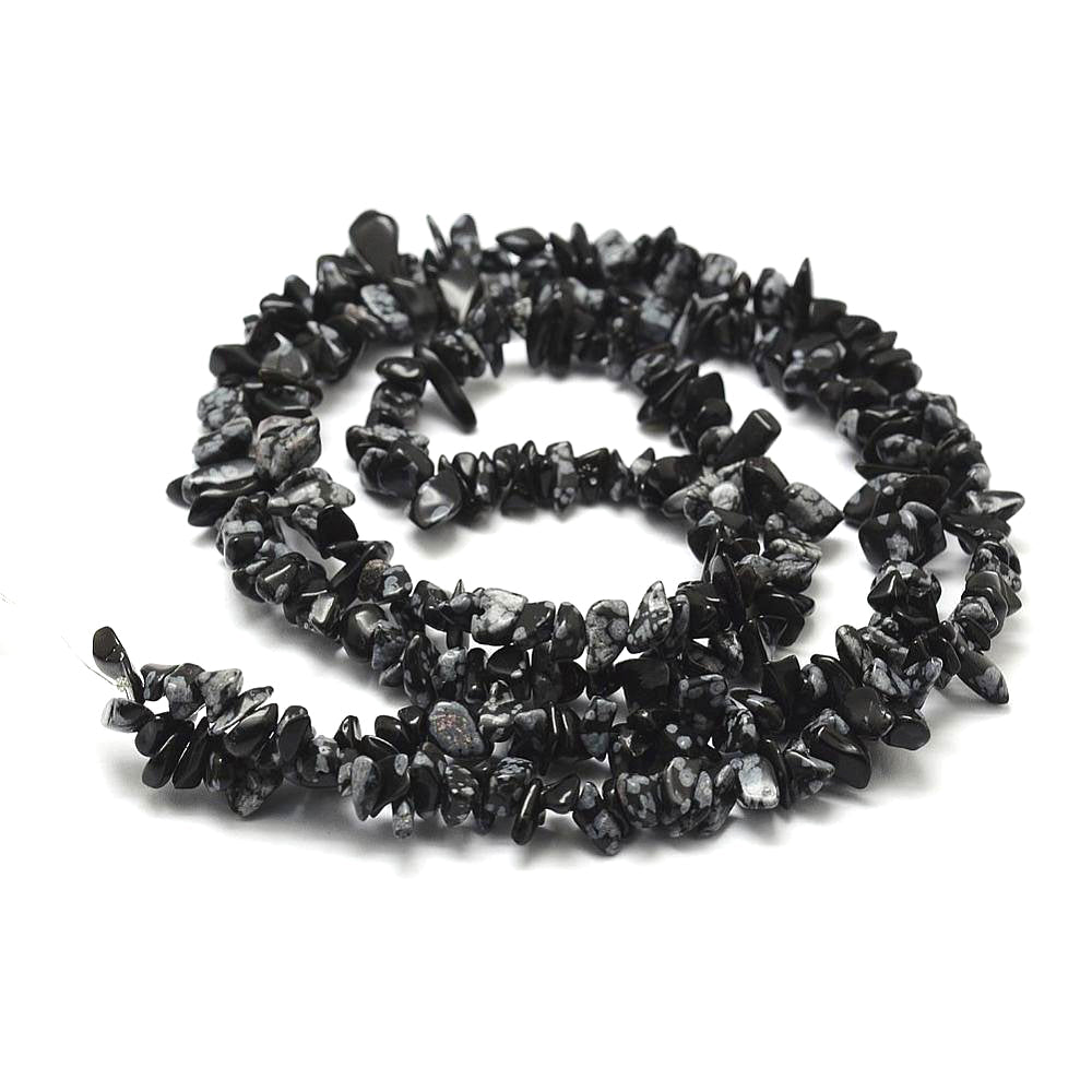 1 Strand (34") Snowflake Obsidian Gemstones Chips Gemstone Julz Beads 