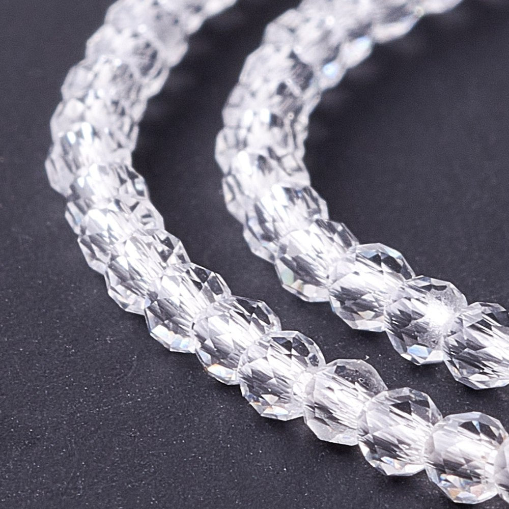 1 Strand Faceted Round Glass Beads - 2mm - Clear / White Julz Beads 