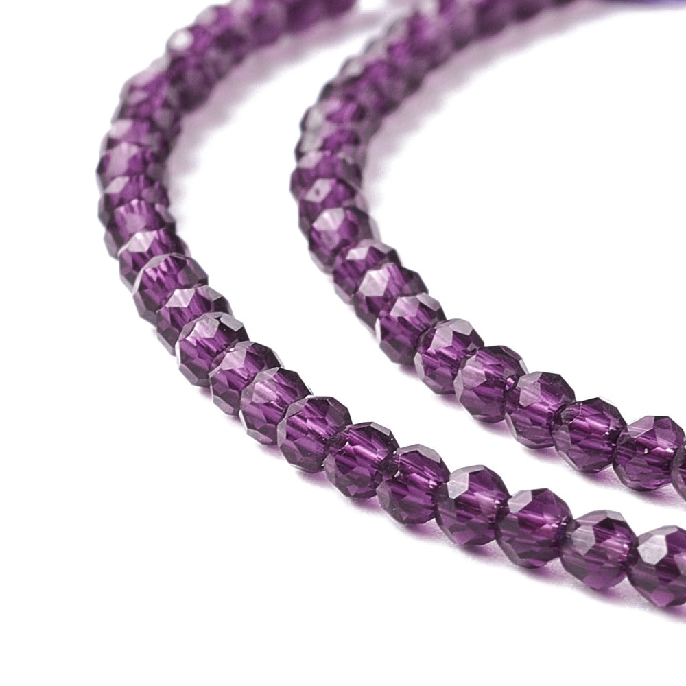 1 Strand Faceted Round Glass Beads - 2mm - Medium Violet Julz Beads 