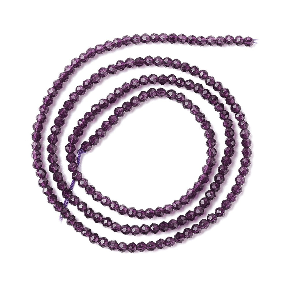 1 Strand Faceted Round Glass Beads - 2mm - Medium Violet Julz Beads 