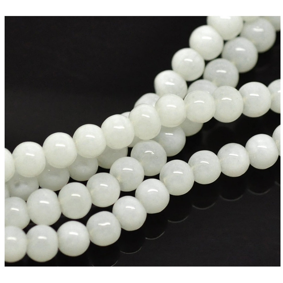 1 Strand Glass Beads - White - 4mm - Approx 210 Beads Glass Julz Beads 