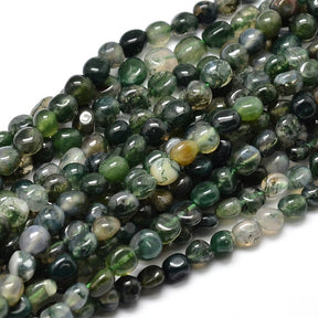 1 Strand Moss Agate Nugget Beads - 5-10mm x 6mm Gemstone Julz Beads 