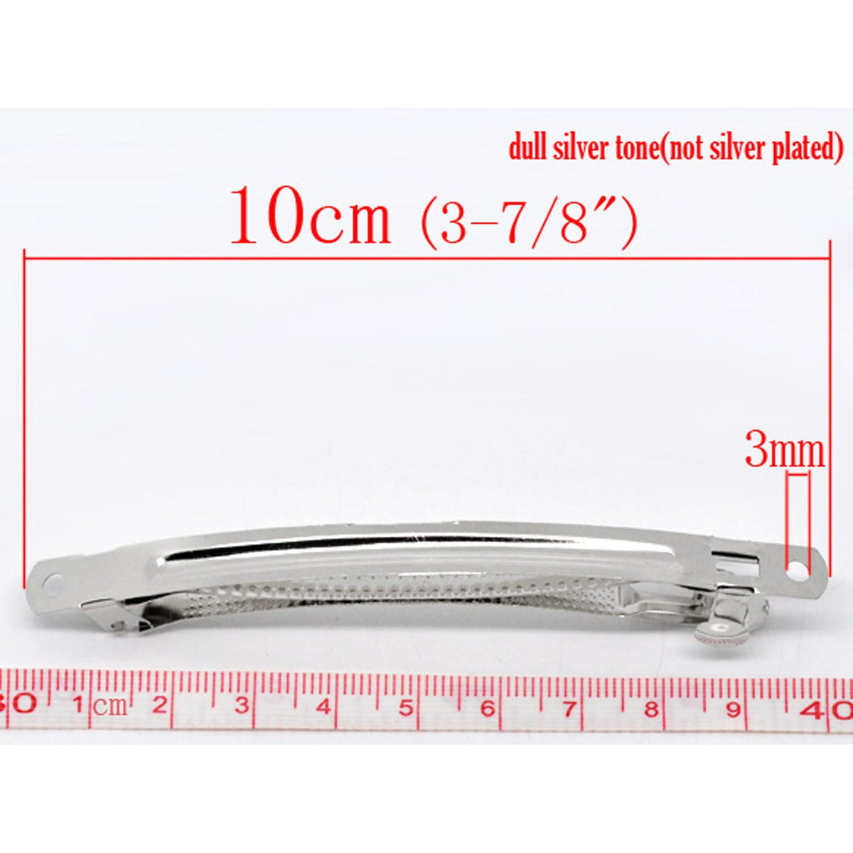 10 Blank Barrette Hair Clips - Silver Tone - 100mm x 7mm Hair Accessories Julz Beads 