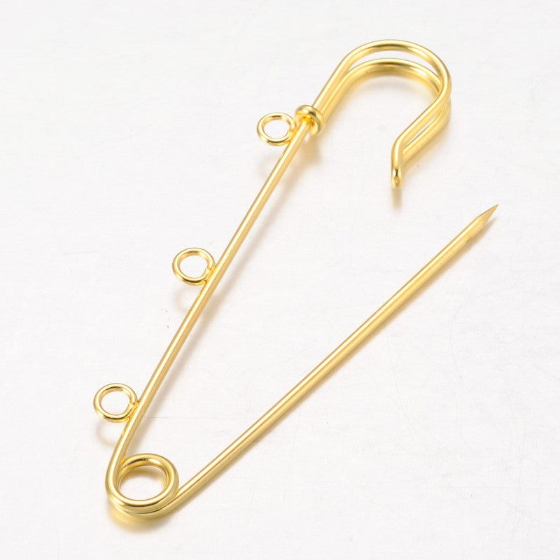 Plain Gold Safety Pins Kilt Pins Broochs 11x50mm Set of 10 A8523