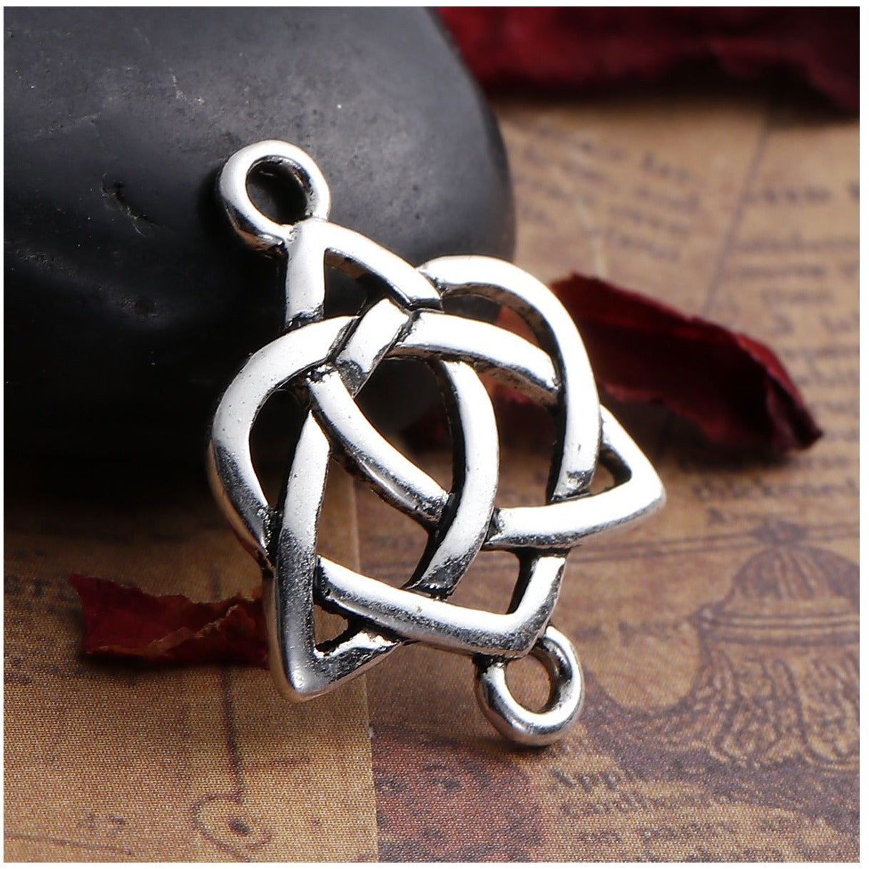 Celtic Knot Connector Charms Silver 24mm Pack of 50 Julz Beads