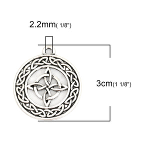 10 Celtic Knot Round Pendants - Silver Tone - 30mm x 27mm Charms Julz Beads 