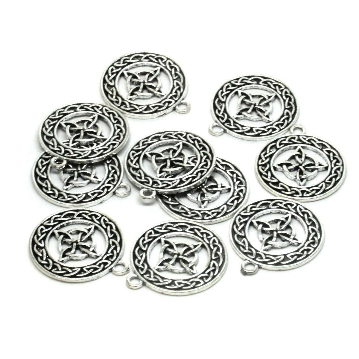 20mm Celtic Snowflake Charms, Antique Silver, Pack of 5 - Golden Age Beads