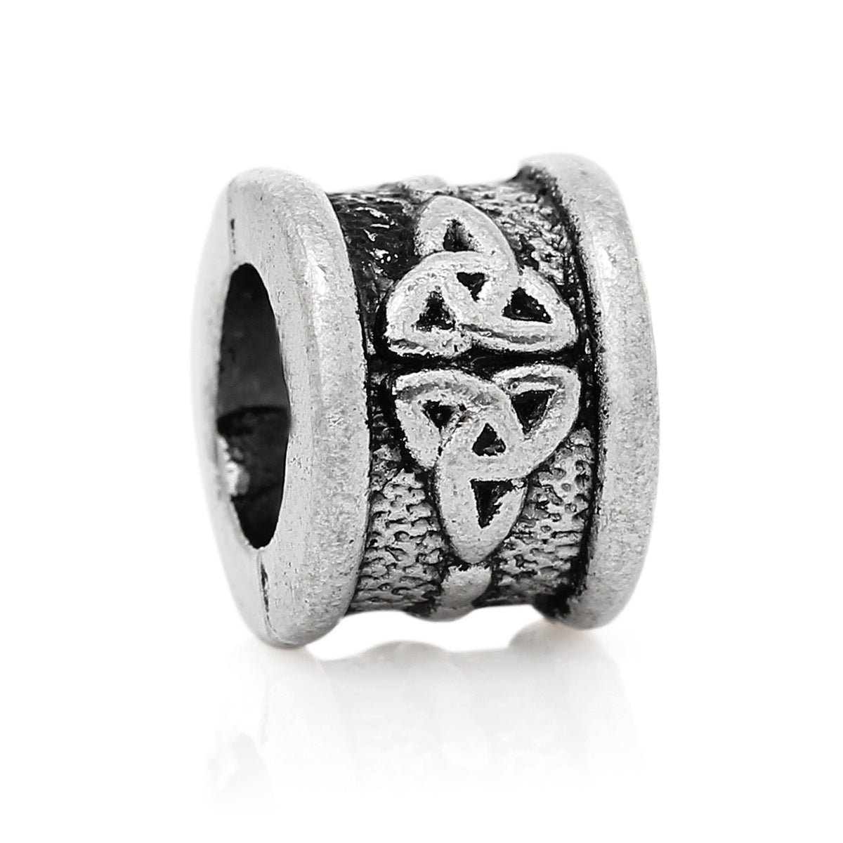 10 Celtic Large Hole Spacer Beads - Antique Silver Tone - 11mm x 8mm Metal Julz Beads 