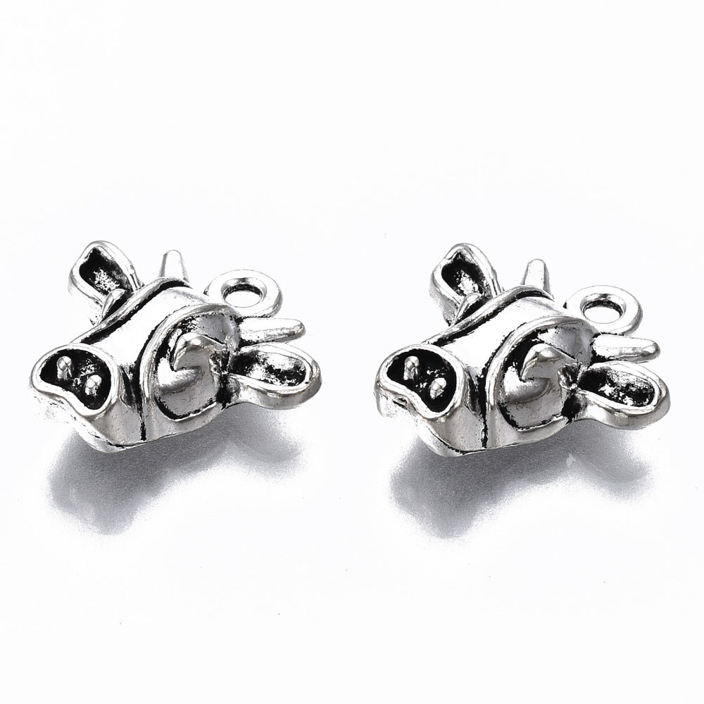 10 Cow / Cattle Head Charms - 15.5mm x 15mm Charms Julz Beads 