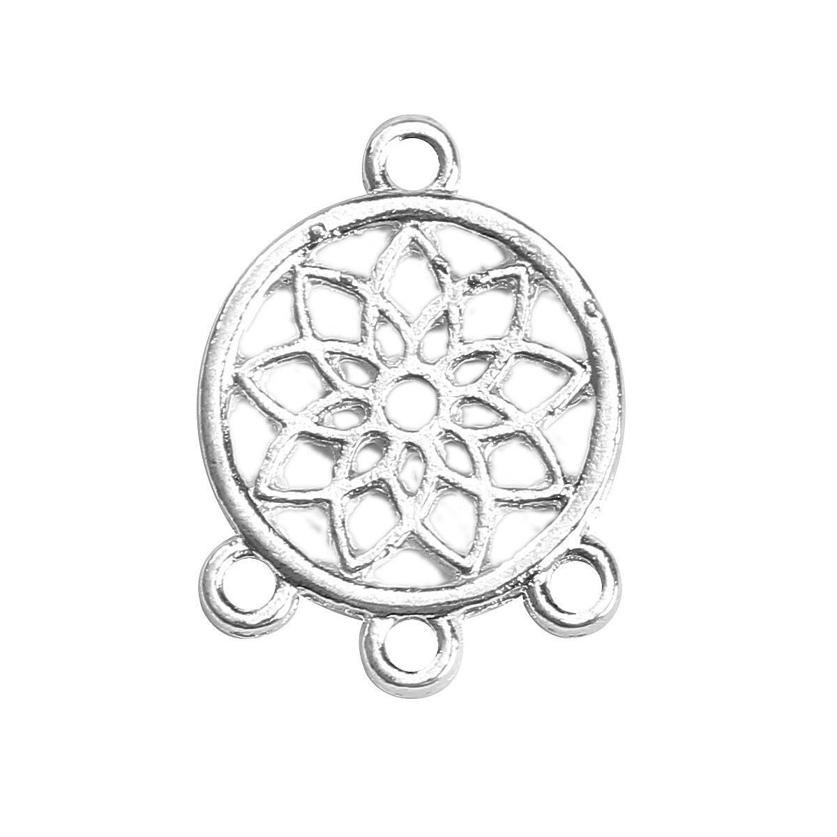 10 Dreamcatcher Chandelier Charms - Silver Plated - 14mm Charms Julz Beads 