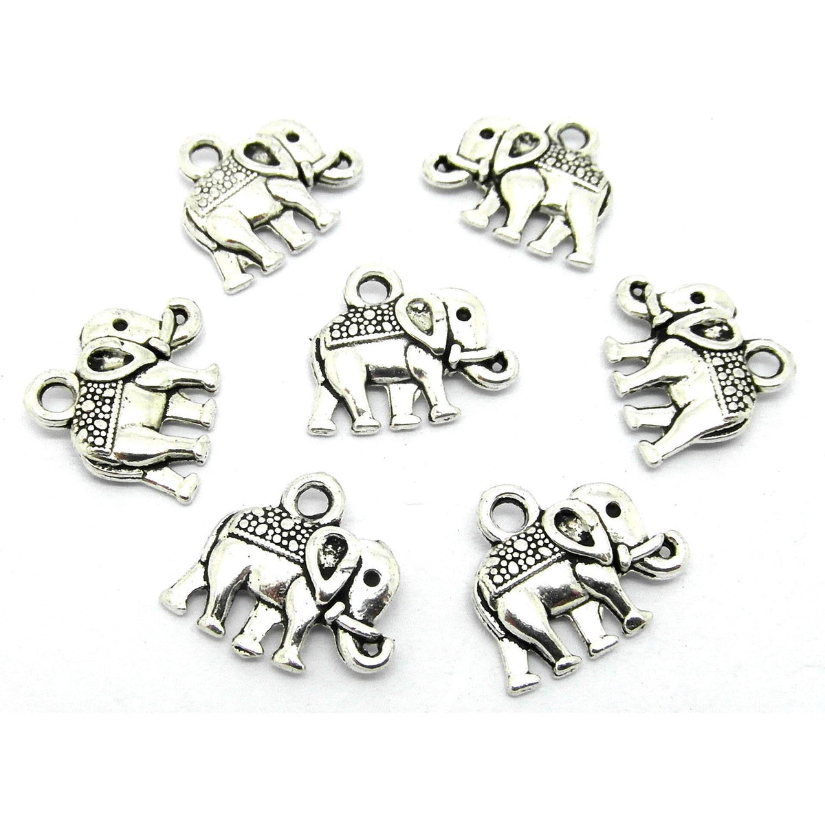 10 Elephant Charms - Antique Silver - 14mm x 12mm Charms Julz Beads 