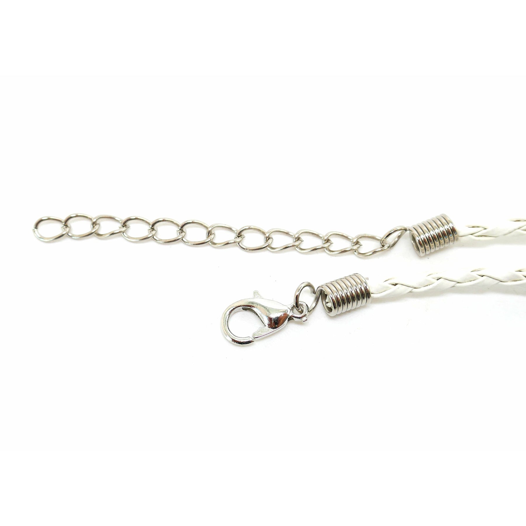10 Faux Leather Braided Necklaces - 17" (43cm) - White Necklaces/Bracelets Julz Beads 