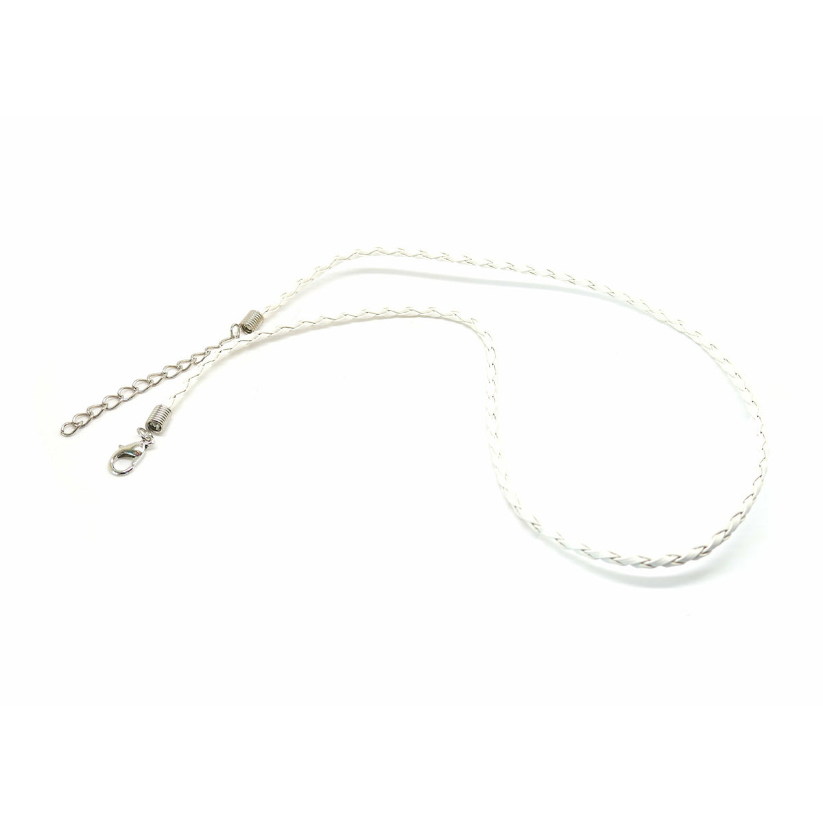 10 Faux Leather Braided Necklaces - 17" (43cm) - White Necklaces/Bracelets Julz Beads 