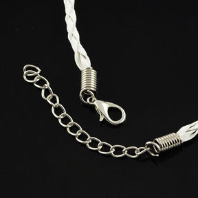 10 Faux Leather Braided Necklaces - 17" (43cm) - White Necklaces/Bracelets Julz Beads 