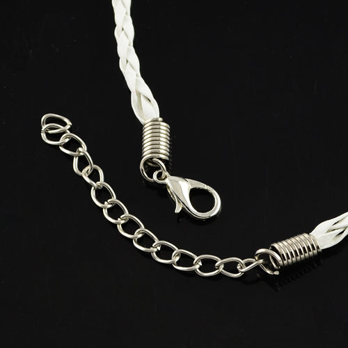 10 Faux Leather Braided Necklaces - 17" (43cm) - White Necklaces/Bracelets Julz Beads 