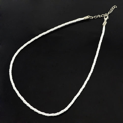 10 Faux Leather Braided Necklaces - 17" (43cm) - White Necklaces/Bracelets Julz Beads 