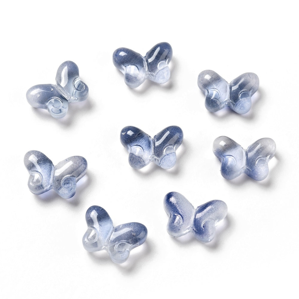 10 Glass Butterfly Beads - Navy Blue - 10mm x 14mm Julz Beads 