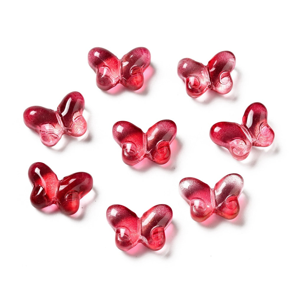10 Glass Butterfly Beads - Red - 10mm x 14mm Julz Beads 