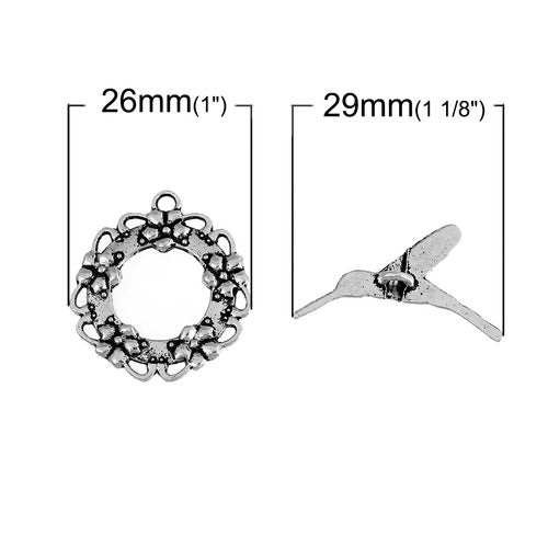 10 Hummingbird Toggle Clasps - 28mm x 26mm - Antique Silver Tone Clasps Julz Beads 