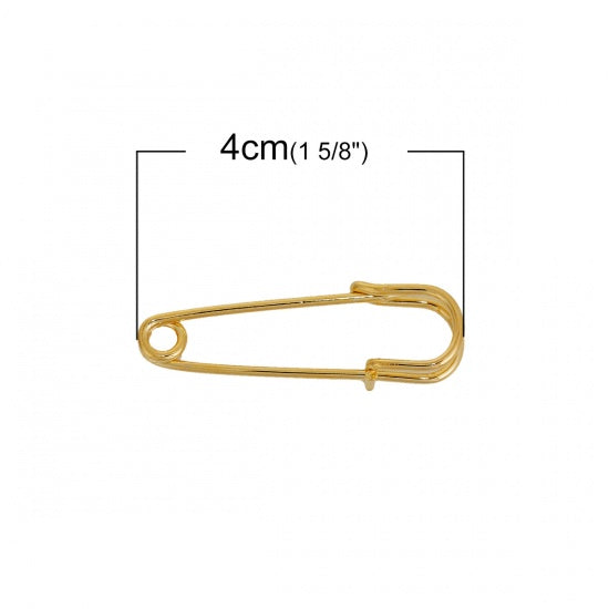 10 Kilt Pins Blank - Gold Plated - 40mm x 13mm Julz Beads 