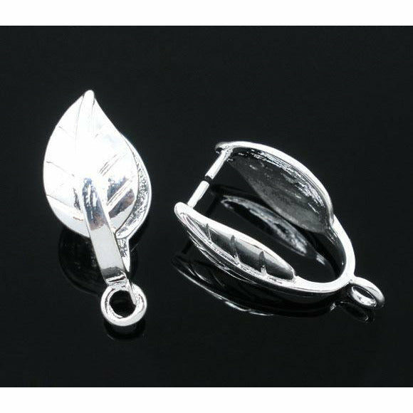 10 Leaf Pinch Clip Pendant Bails - Silver Plated - 20mm x 10mm Pendant Bails Julz Beads 