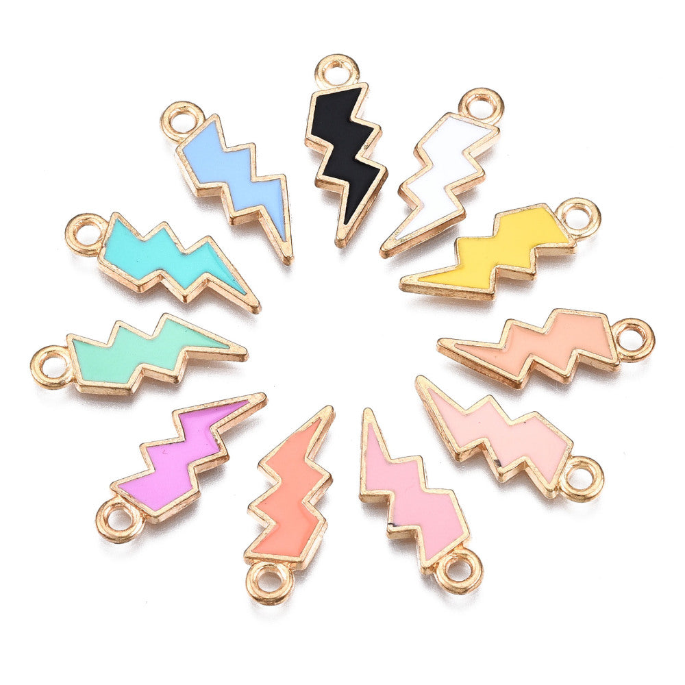 10 Lightning Bolt Enamel Charms - Mixed Colours Charms Julz Beads 