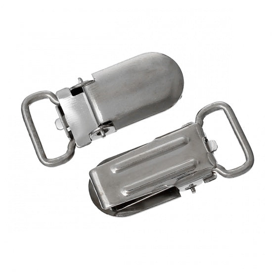 10 Pacifier/Suspender Clips - Silver Tone - 27mm x 13mm Clasps Julz Beads 
