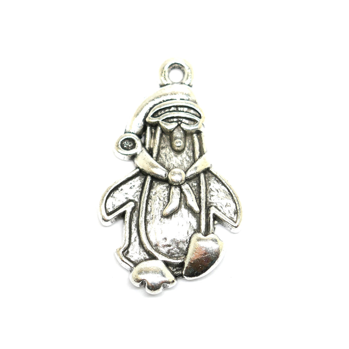 10 Penguin Santa Charms - Silver Tone - 22mm x 13mm Julz Beads 