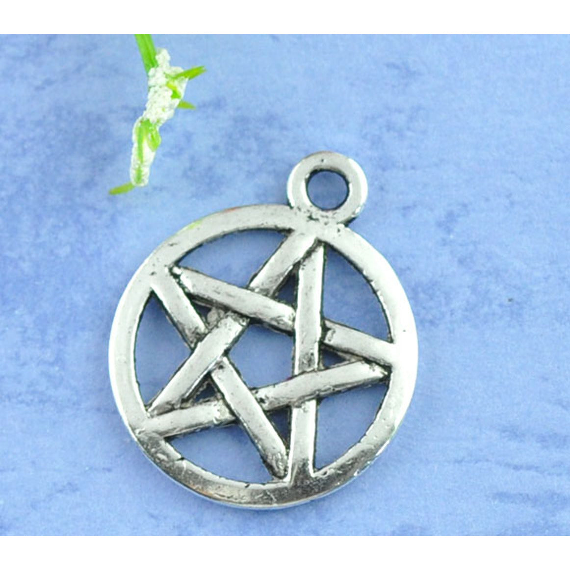 10 Pentagram Charms - Silver Tone - 20mm x 17mm Charms Julz Beads 