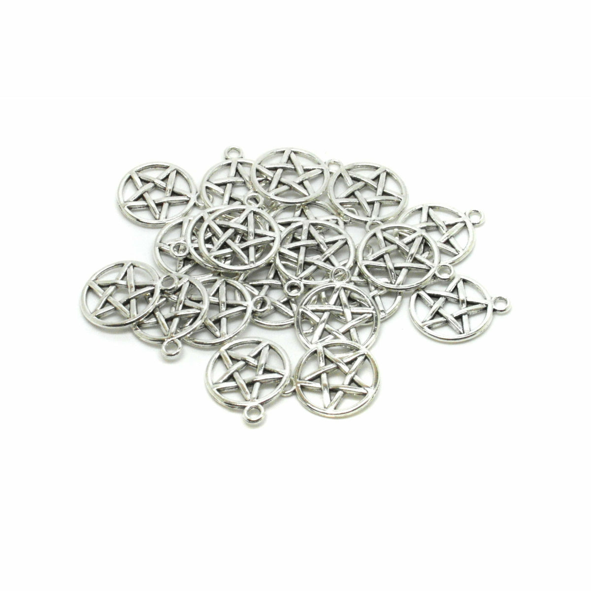 10 Pentagram Charms - Silver Tone - 20mm x 17mm Charms Julz Beads 