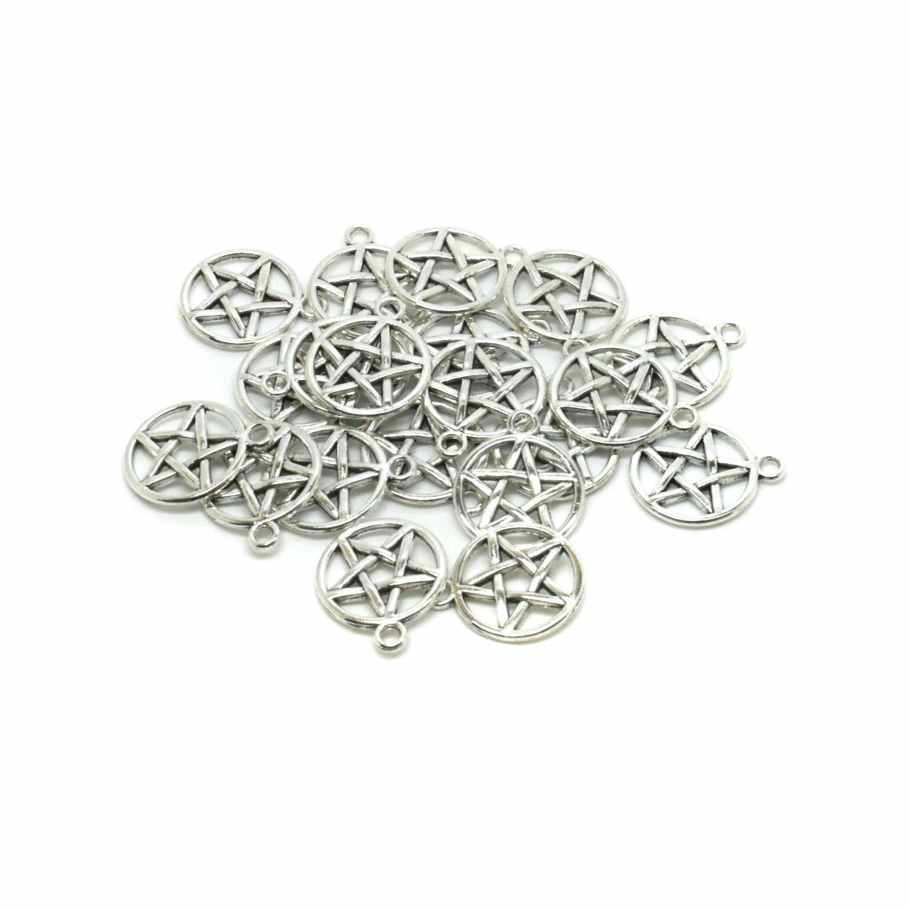 10 Pentagram Charms - Silver Tone - 20mm x 17mm Charms Julz Beads 