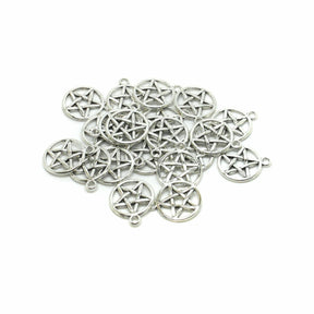 10 Pentagram Charms - Silver Tone - 20mm x 17mm Charms Julz Beads 