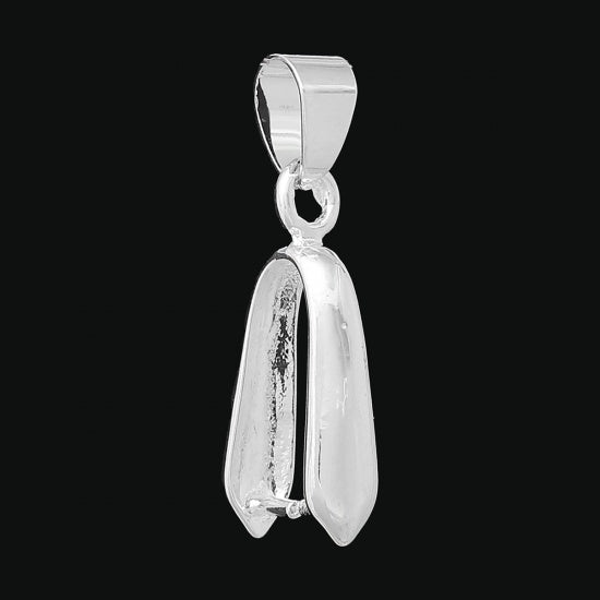 10 Pinch Clip Pendant Bails - Silver Plated - 24mm x 8mm Julz Beads 