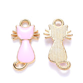 10 Pink Cat Charms - Enamel - 22mm x 12mm Charms Julz Beads 