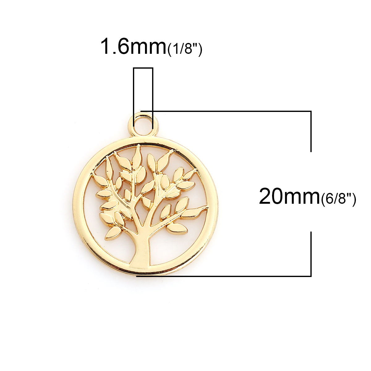 10 Round Tree Charms - Gold Plated - 20mm x 17mm Charms Julz Beads 