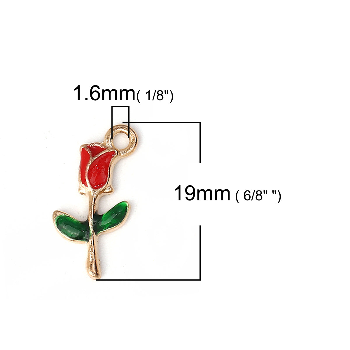 Single Red Rose Charms | Julz Beads UK